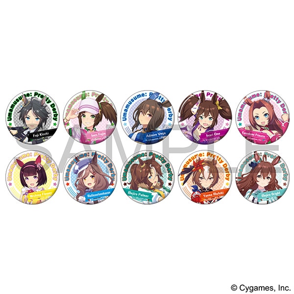 ウマ娘　シンボリルドルフ　缶バッジ　キャラバッジコレクション　勝負服　制服 ウマ娘 プリティーダービー』より勝負服を身にまとったウマ娘たちの