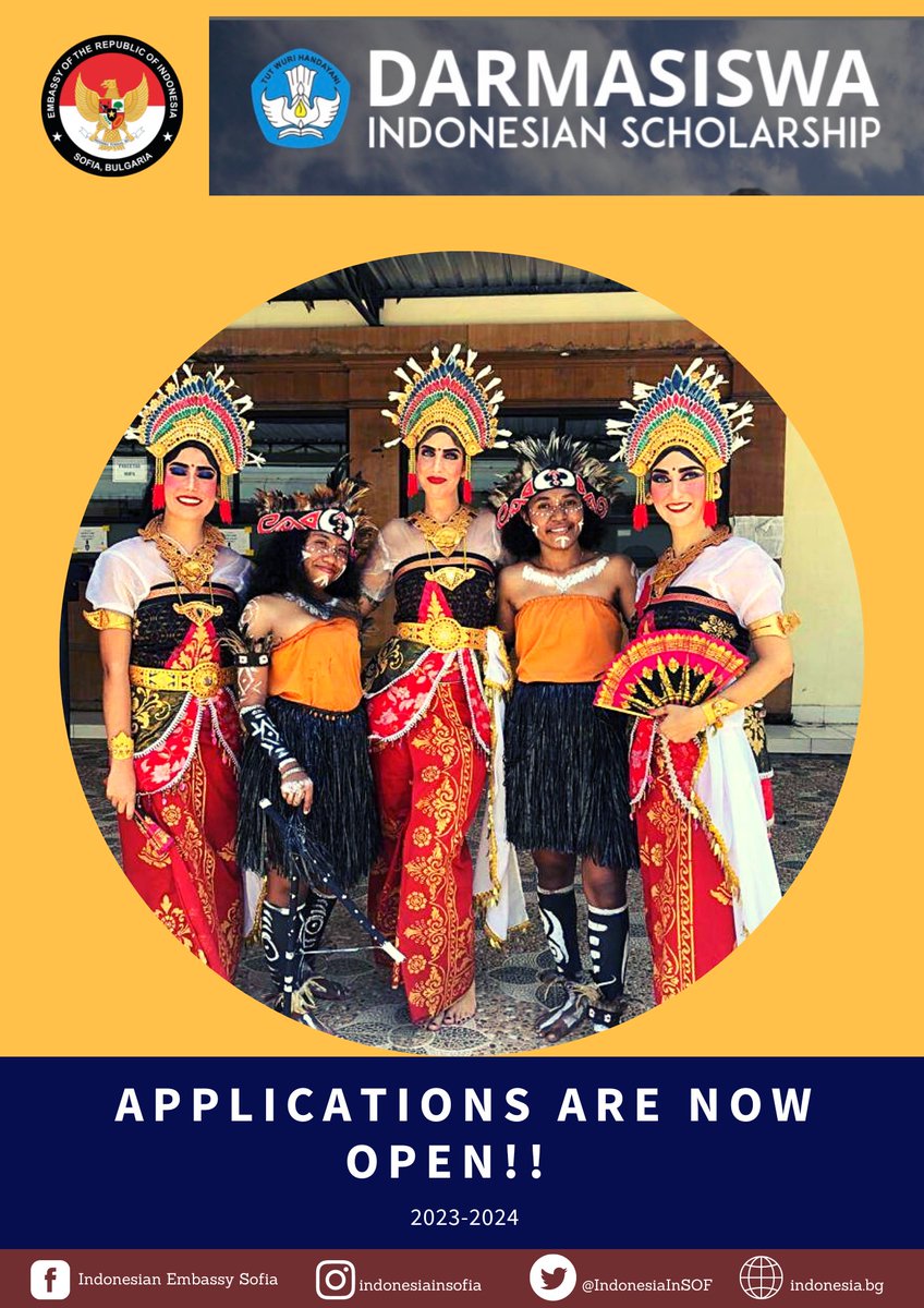 IndonesiaInSOF's tweet photo. Would you like to be part of a scholarship program which promotes a stronger cultural links and deeper understanding? 

If the answer is YES or ABSOLUTELY, then we are happy to inform you that the application for DARMASISWA Indonesian Scholarship is now open!! https://t.co/iKoFH5caRY