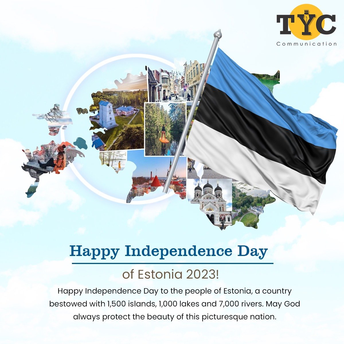EuropeTyc's tweet photo. Independence is the most celebrated state for a civilised society to prosper and flourish. Indeed, in Estonia, people not only cherish freedom, but they practice it, too. Happy Independence Day to all lovable Estonians.

#Estonia #IndependenceDay #TYCCommunication #TYCOÜ https://t.co/sDHW84V8dA