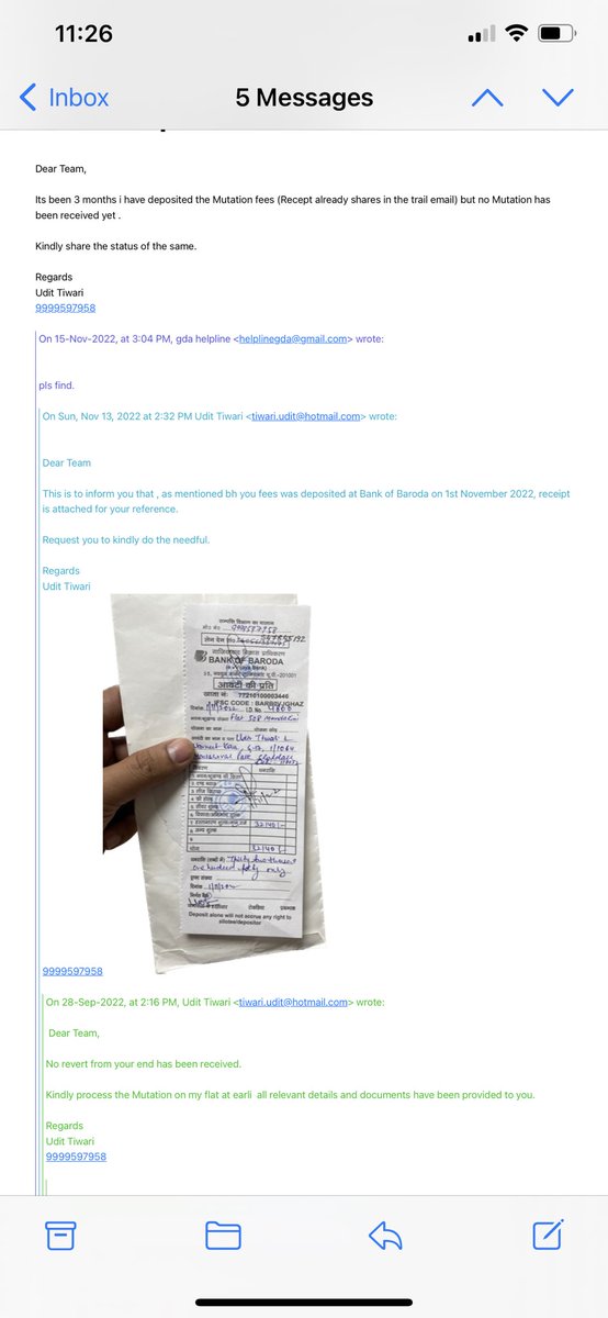 Nitishkumarocky's tweet photo. @gdagzb म्युटेशन mandakini 508 के संदर्भ मे कई ईमेल करने के बाद भी जीडीए ने कोई जवाब नहीं दिया। जबकी म्युटेशन धनराशि भी जमा करादी गई और म्युटेशन पत्र अभी तक प्राप्त तनहीं हुआ है। @myogioffice @kpmaurya1 @call4ud @aajtak @amarula @Dkumarchandel @Mayor_Ghaziabad @ghaziabadpolice https://t.co/TyVu2OlzTK