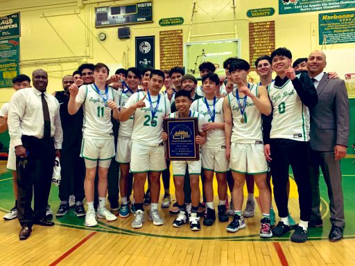 ERHighSchool's tweet image. We are so proud of our Eagle Rock Boys Basketball Team! What a great team of players and coaches! 🏀 #ERHS