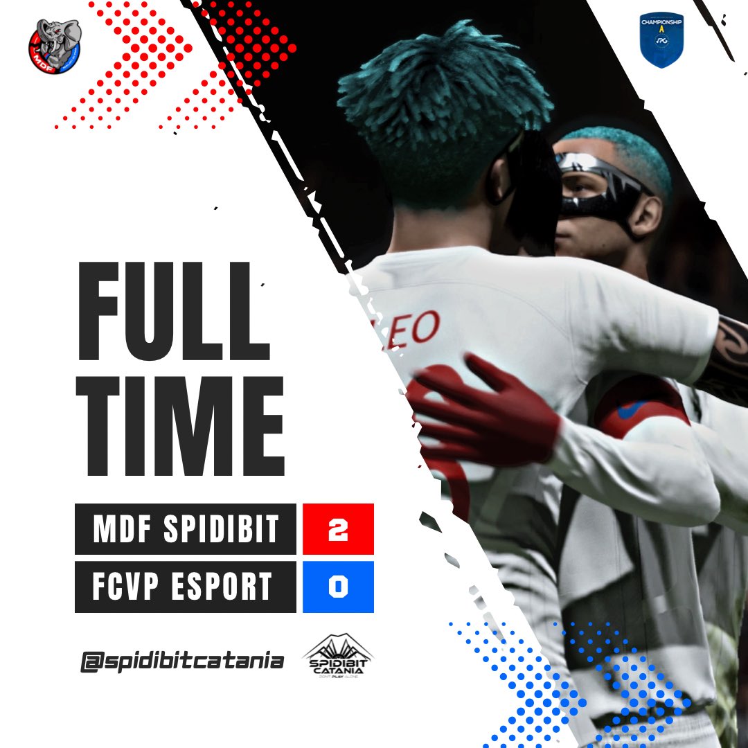 🔚 𝗙𝗨𝗟𝗟 𝗧𝗜𝗠𝗘 

🇪🇺<a href="/OfficialVPG/">Virtual Pro Gaming</a> Championship A

🆚#Vikings
✅1-3

🆚<a href="/SUFCRootsHall/">Southend United FC</a> 
✅1-2

🆚#FCVPeSport
✅2-0
⚽️@Dhrew_96x 
⚽️👟@VigliaJR10 
👟 @Mk_Giamma 

🔴🔵 #daichelofacciamo #unitisivince #dontplayalone #spidibitcatania