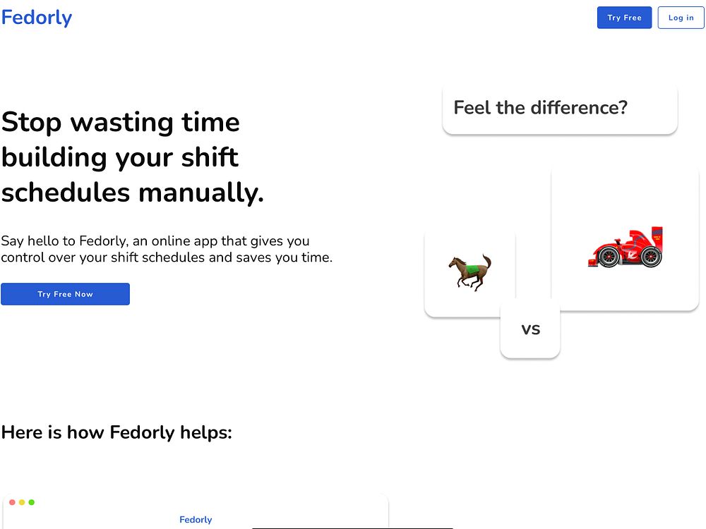 Fedorly  Shift schedules in 1 click featured in today's launchlister.com newsletter via <a href="/grunstrauch/">Alex P</a> (betalist.com/startups/fedor…)