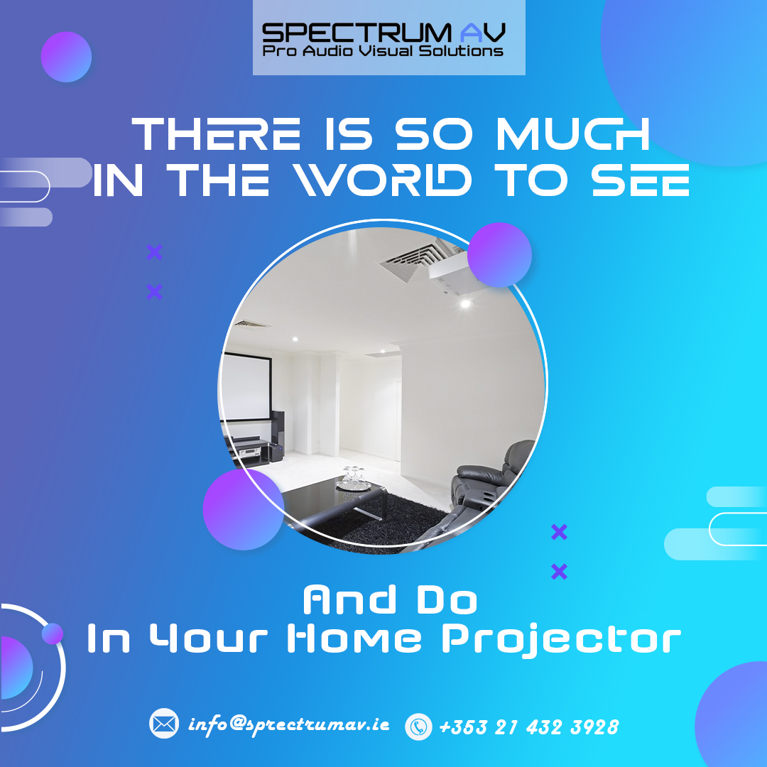 spectrumavie's tweet photo. Stream movies, play games or view a slideshow of your photography while attending work meetings on a 100" screen with the highest clarity possible. Experience the Home Projector systems by Spectrum AV. Enquire Now. 
Visit: https://t.co/KJcEZ5pzMD

#homeprojectormovienight https://t.co/d8UgS0MeUL
