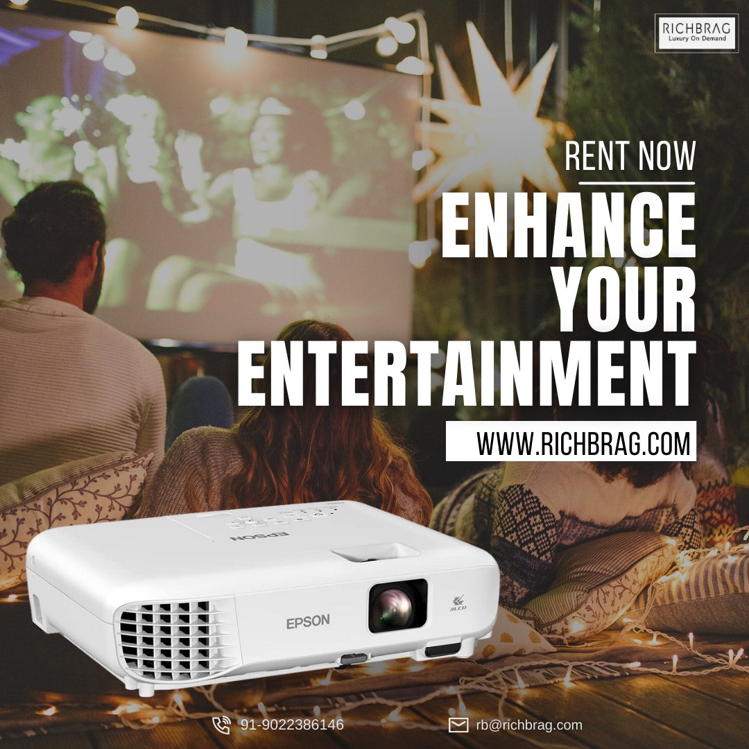 With the effort to provide #bestentertainment for everyone, #RichBrag lets you rent #projectors for your amazing entertaining times and helps you watch your favourite show in best possible #quality.

#richbragbrentals #richbrag #epsonprojector #projector