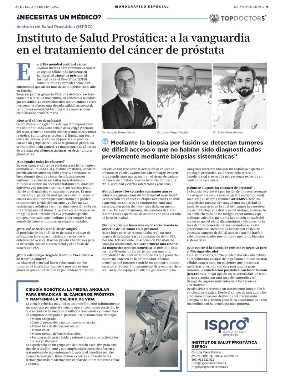 Institut Salut Prostàtica (@ispro_) on Twitter photo 📝Hace unos días publicamos un artículo en <a href="/LaVanguardia/">La Vanguardia</a> en el cual hablamos de verdades y mitos sobre el #cáncerdepróstata
ℹ️Información fiable y asequible
🔗lavanguardia.com/vida/salud/202… 📝Hace unos días publicamos un artículo en <a href="/LaVanguardia/">La Vanguardia</a> en el cual hablamos de verdades y mitos sobre el #cáncerdepróstata
ℹ️Información fiable y asequible
🔗lavanguardia.com/vida/salud/202…