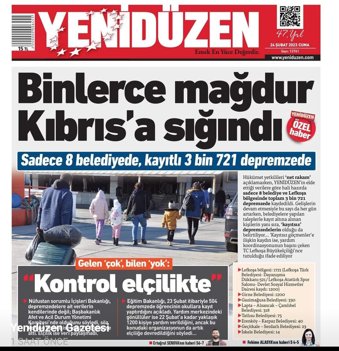 Kıbrıs'ın kuzeyine zorunlu göç eden depremzedeler konusunda da kontrol elçilikte... Nüfustan sorumlu İçişleri Bakanlığı, topu Başbakanlığa; Başbakanlık ise elçiliğe attı... #esitegemen