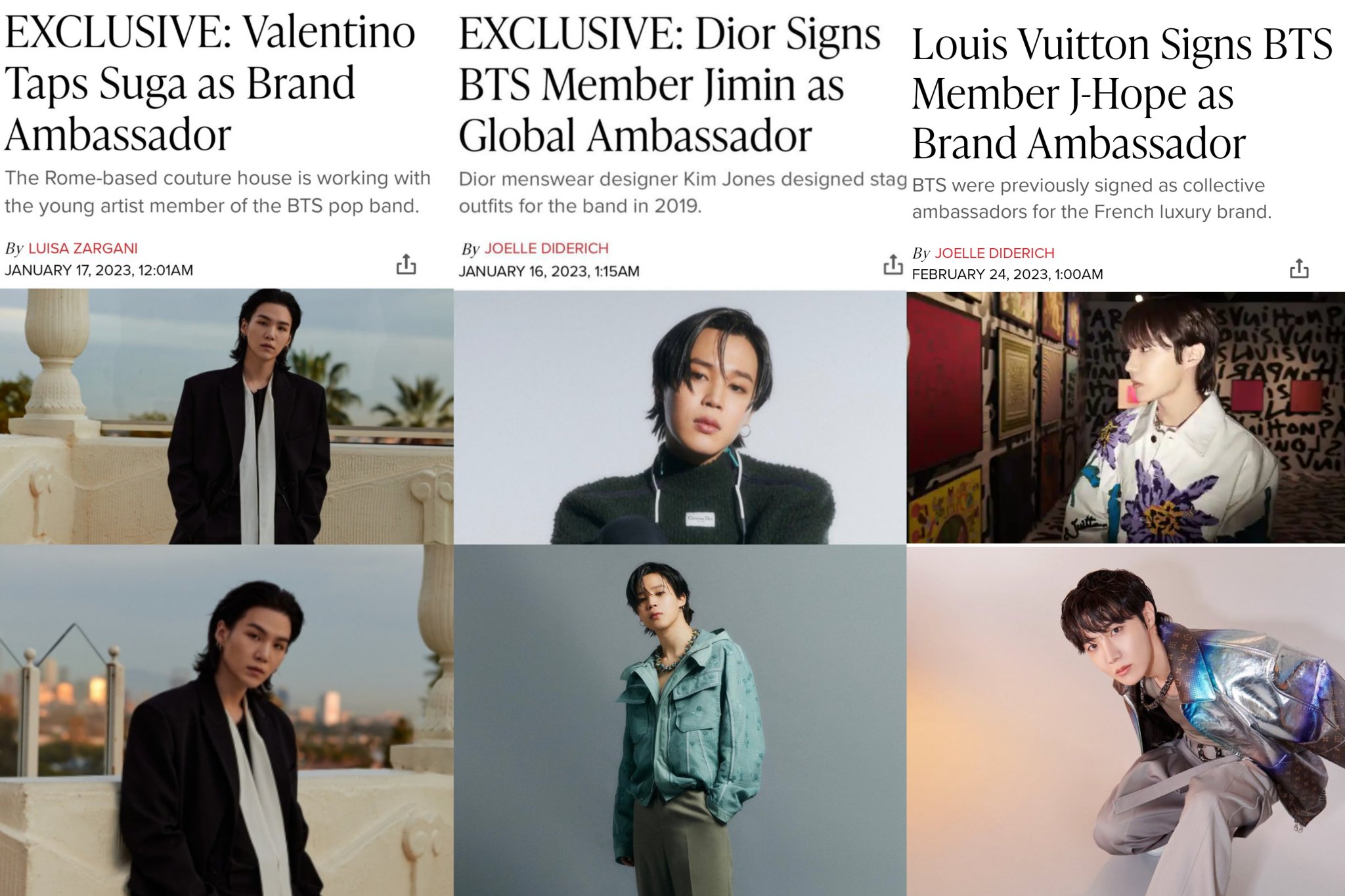 Jimin and Suga become global ambassadors of Dior and Valentino