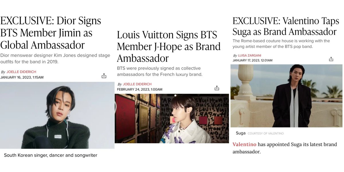 apoapo8059's tweet photo. JIMIN x Dior (Global Ambassador)
SUGA x Valentino (Brand Ambassador)
JHOPE x Louis Vuitton (Brand Ambassador)

คิวต่อไปคือ???? https://t.co/gq4bboD8UK