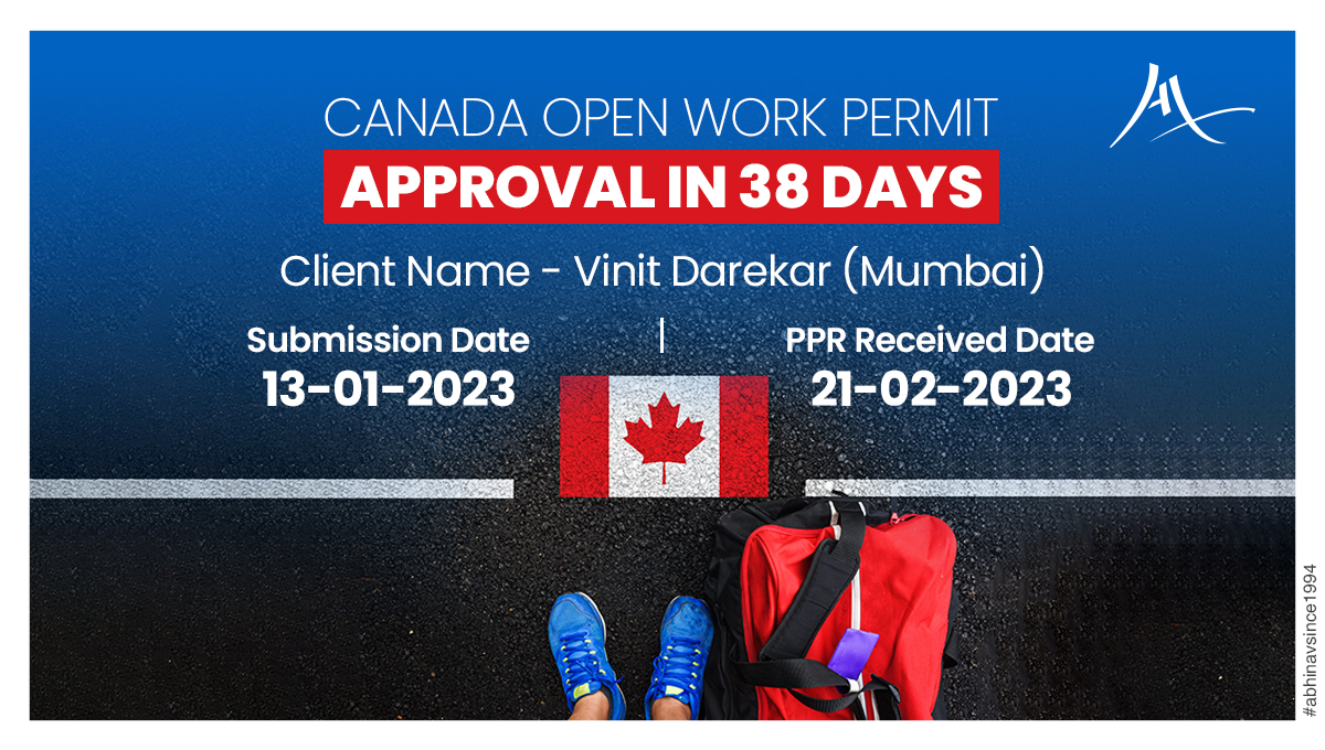 abhinavimmi's tweet photo. Canada Open Work Permit Approved in just 38 days!
Apply Now: https://t.co/hB6Nz62UKZ.
For more information call us at +91-8595338595.
#successstories #happyclients #openworkpermit #openworkpermitcanada #canadaopenworkpermit #spouseopenworkpermit #spousalsponsorship https://t.co/ApH61V8SqR