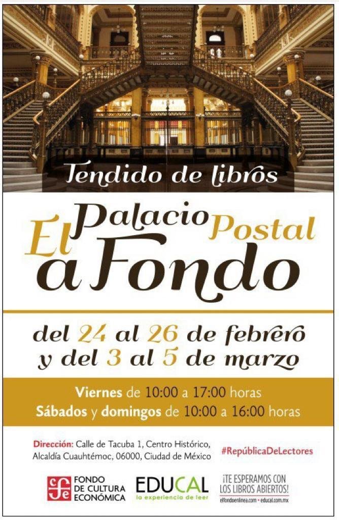 ¡Es hoy, es hoy!
Visita nuestro #TendidoDeLibros en el #PalacioPostal de 10 a 17 hrs.
No te pierdas de la oportunidad de adquirir grandes ejemplares. 
¡Te esperamos con los libros abiertos!

#ElPalacioPostalAFondo
@LibreriasEducal #RepúblicaDeLectores #LeerTransforma