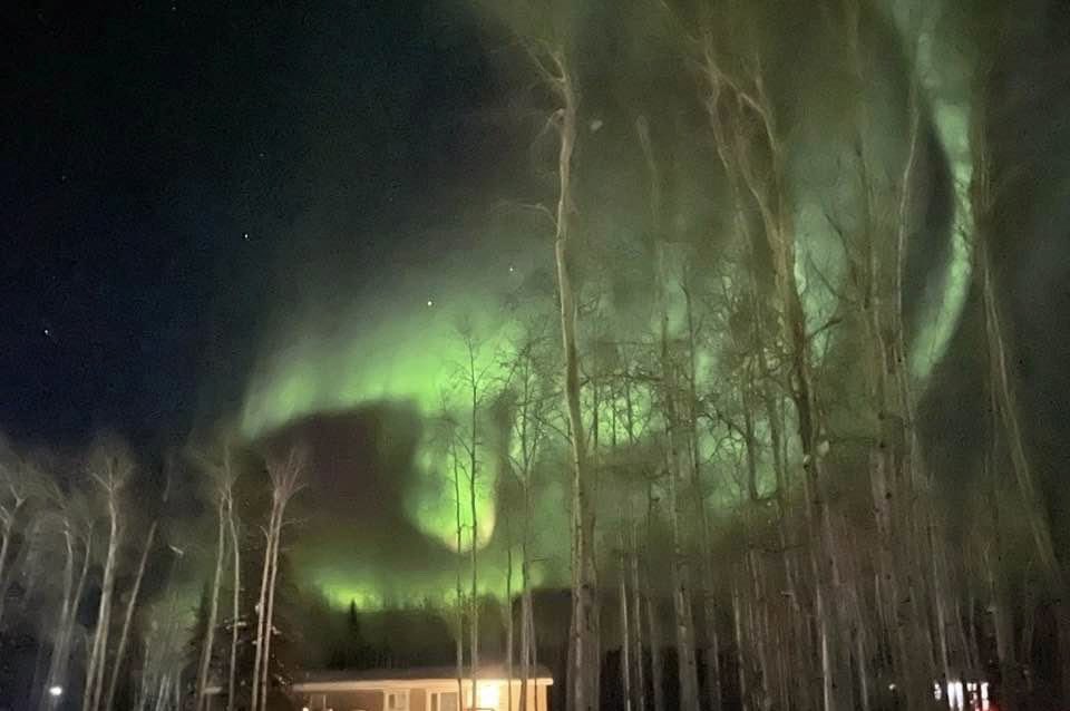 DeneLegalEagle's tweet photo. Northern lights and a big bag full of dry meat. What more could ask I for? 🥰 #birthdaygirl #denethings https://t.co/o4dIbkP4Ca