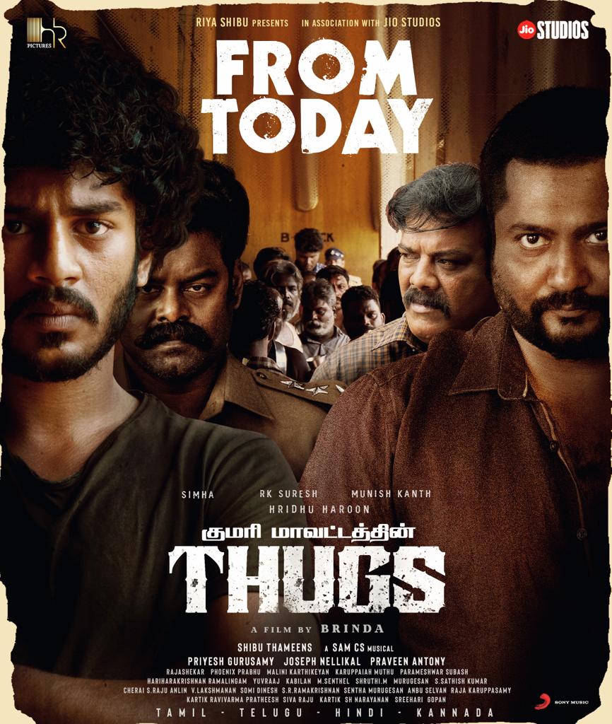 The Highly Anticipated Action Entertainer Thugs - Releasing today in theatres near you🔥

A @BrindhaGopal1 Master Film 📽️
A @SamCSmusic Musical🎵

@hridhuharoon @actorsimha 
@jiostudios @SonyMusicSouth @studio9_suresh

#ThugsfromFeb24th
#KumariMavattathinThugs