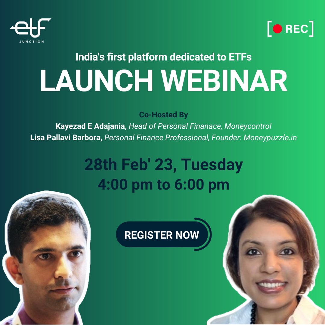 etf_junction's tweet photo. Register now! https://t.co/EJJgnlxruu
India’s first and only platform for ETFs is launching on the 28th Feb 2023.
Confirm your spot at the ETF Junction launch webinar now!
#etfjunction #launch #webinar #indiasfirst #etfplatform #ETFs #MutualFunds #Investing #Finance https://t.co/oPYgdLGHKg