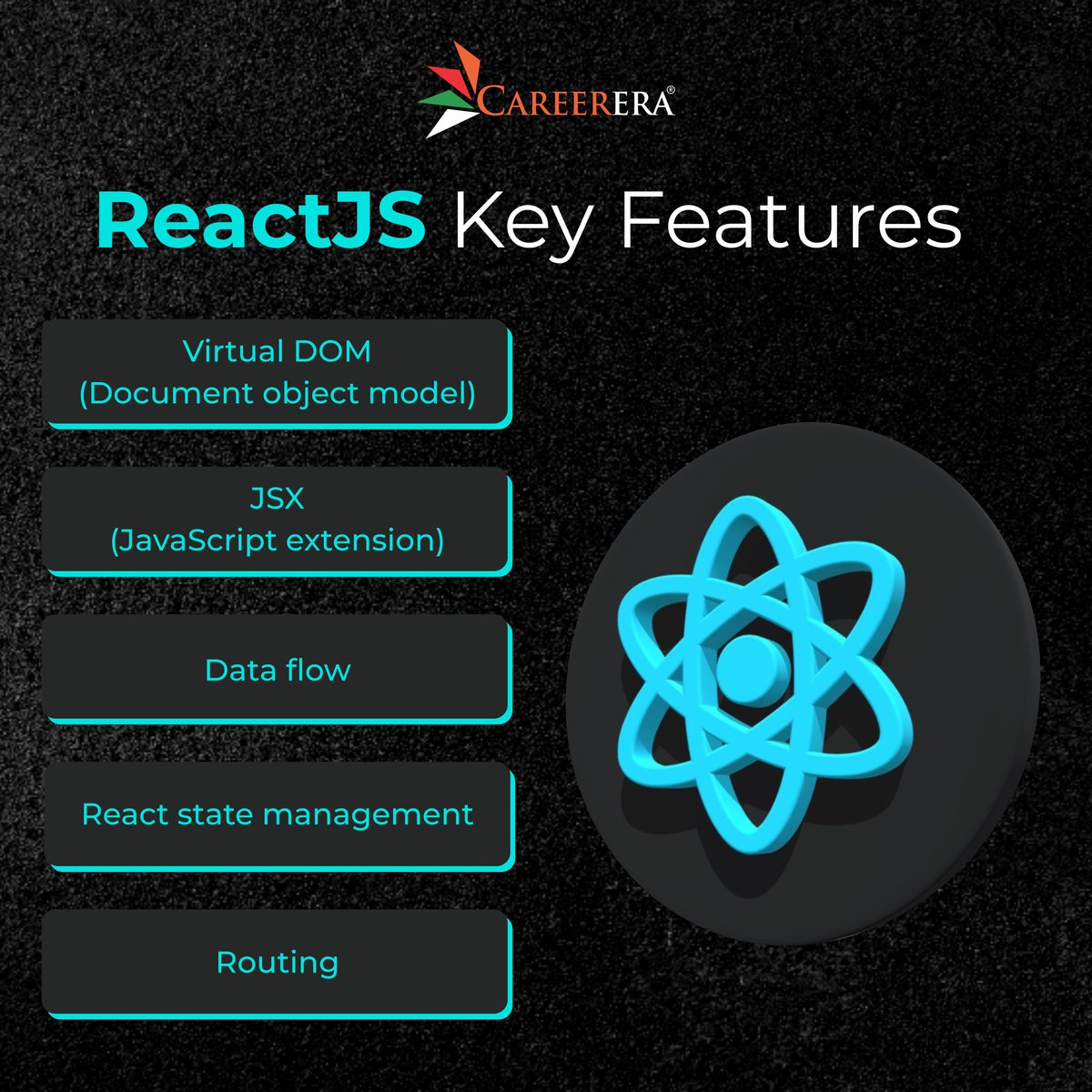 Careerera1's tweet image. One of the best features of ReactJS is that it aids in the creation of interactive and dynamic user interfaces for mobile apps and websites.
Register Here: careerera.com/software-devel…
#fullstackdeveloper #FullStackProgram #FullStackWebDeveloper #codingchallenge