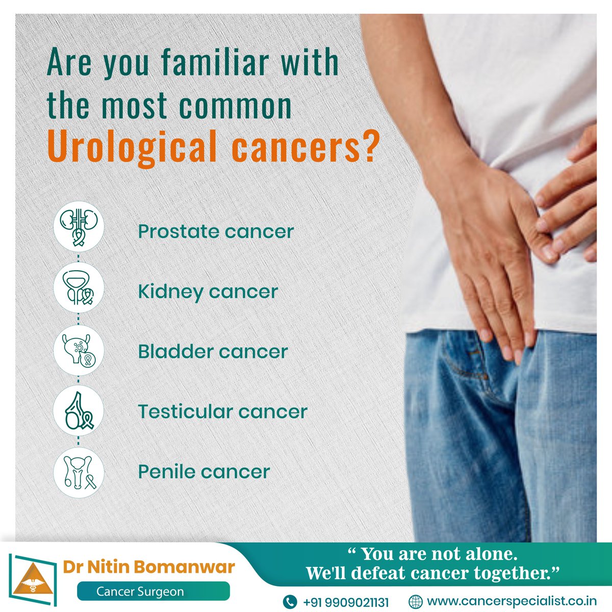 DrNitinBomanwar's tweet image. Are you familiar with the most common Urological Cancer.?
DID YOU KNOW?
9909021131
#bestcancerspecialistinnagpur #cancerspecialistinnagpur #cancerexpert 
#cancersymptoms #cancerinindia #cancerawareness #typesofcancer #causesofcancer #spreadcancerawareness #CancerSpecialist
