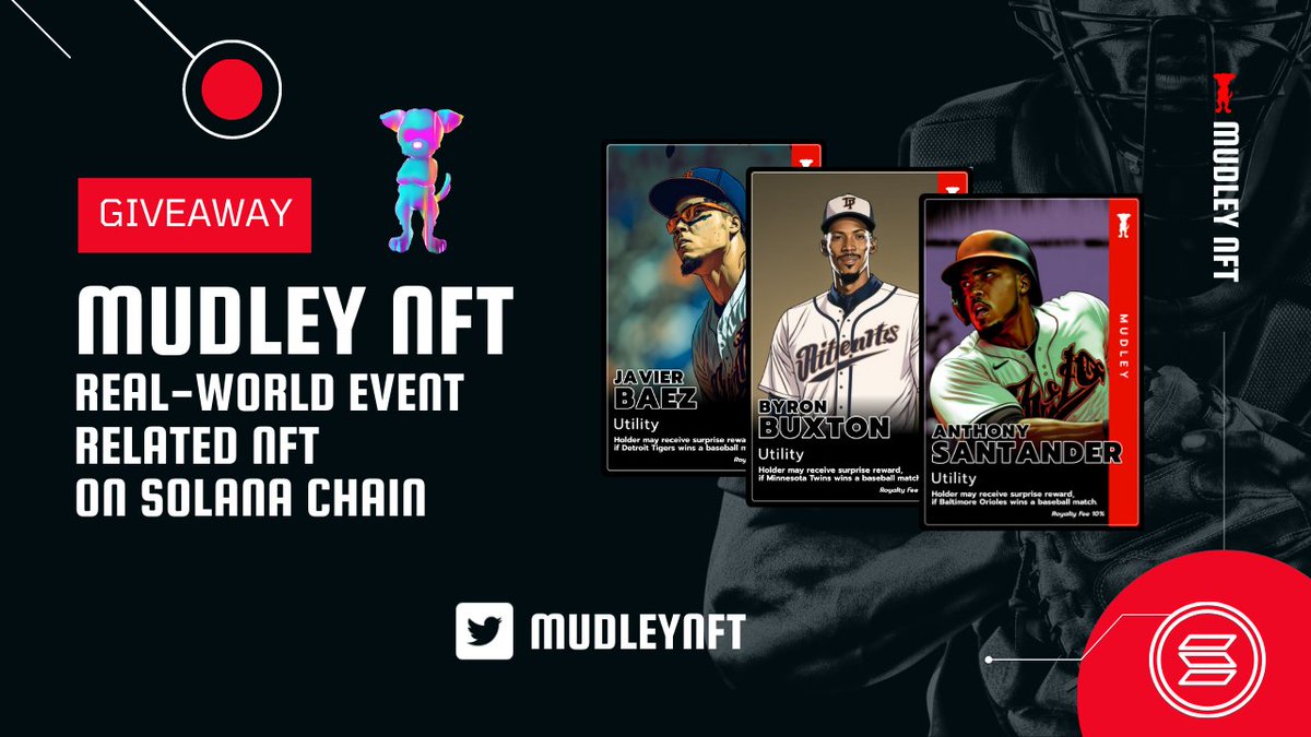 MudleyNFT's tweet photo. 🎁Giveaway 5 MudleyNFT New collection!!

 ☑️- Follow @MudleyNFT
 ☑️- Like + RT
 ☑️- Tag 3 friends + #mudleynft

On 25 Feb 2023 at 01:00 PM(UTC+7), there will be a LIVE announcement for the lucky person who receives NFT on▶️Mudley Channel.
#NFTGiveaways #MLB  #OpenSeaNFT https://t.co/Pfgseczk0U