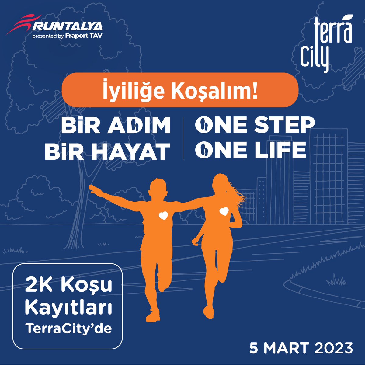 terracityavm's tweet photo. 2k koşu kayıtları Terracity’de!
Adımlar yaraları sarmak için atılıyor, bağışını yap 2km ‘’1adım1hayat’’ koşusunda sen de ol.

Detaylı bilgi için gönderiyi yana kaydırabilirsiniz.

#TerraCity #Runtalya #1Adım1Hayat #OneStepOneLife #Maraton #2k https://t.co/FtBDPYrFEK