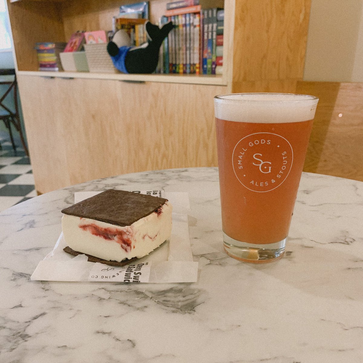 Small Gods Brewing (@smallgodsbrew) on Twitter photo French vanilla sour cherry swirl nitro blonde collab with <a href="/49Below/">49 Below Ice Cream</a> paired with their french vanilla sour Cherry swirl ice cream sandwich made with the aforementioned beer. Beer ice cream inception 🍺🍦 🍒 🇫🇷 French vanilla sour cherry swirl nitro blonde collab with <a href="/49Below/">49 Below Ice Cream</a> paired with their french vanilla sour Cherry swirl ice cream sandwich made with the aforementioned beer. Beer ice cream inception 🍺🍦 🍒 🇫🇷