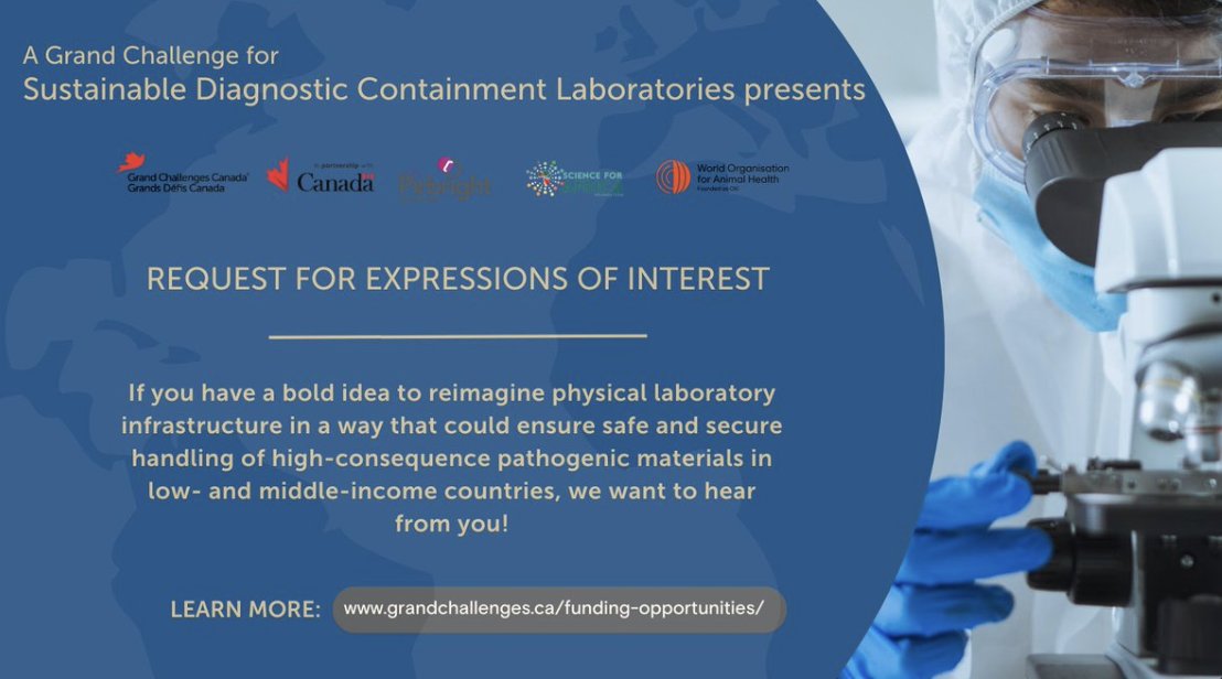 SciforAfrica's tweet photo. Could your idea #ReinventTheLab in low- and middle-income countries? @gchallenges invites Expressions of Interest describing an innovation in diagnostic laboratory sustainability to help shape their new programme. Submission Deadline | April 19, 2023 🔗 https://t.co/QBBKlXpJrJ https://t.co/33Wj5ANV9Y