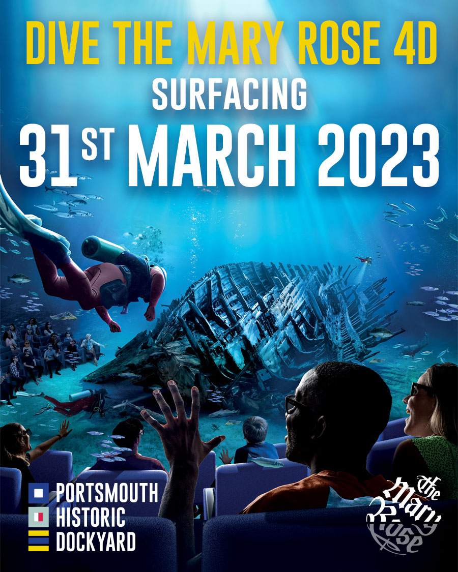 SURFACING 31ST MARCH!

Dive into the untold story of the finding, excavation and recovery of Henry VIII’s favourite ship in our new immersive 4D cinema experience!

Find out more and book tickets at maryrose.org/dive-4D