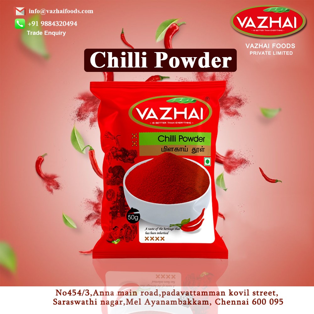 VazhaiM's tweet photo. Chilli powder 
A Quick Start to Your Health
✔️for the spicy side of yours
☎FOR ENQUIRY CALL US : +91 9884320494
#Vaazhai #masala #powder #healthyfood #traditional #chillispicy #cooking #Aachi #sakthi #chillipowder #kashmirichilli #chillipowder  #chillichicken #chilligravy https://t.co/Ecbie7zGJA