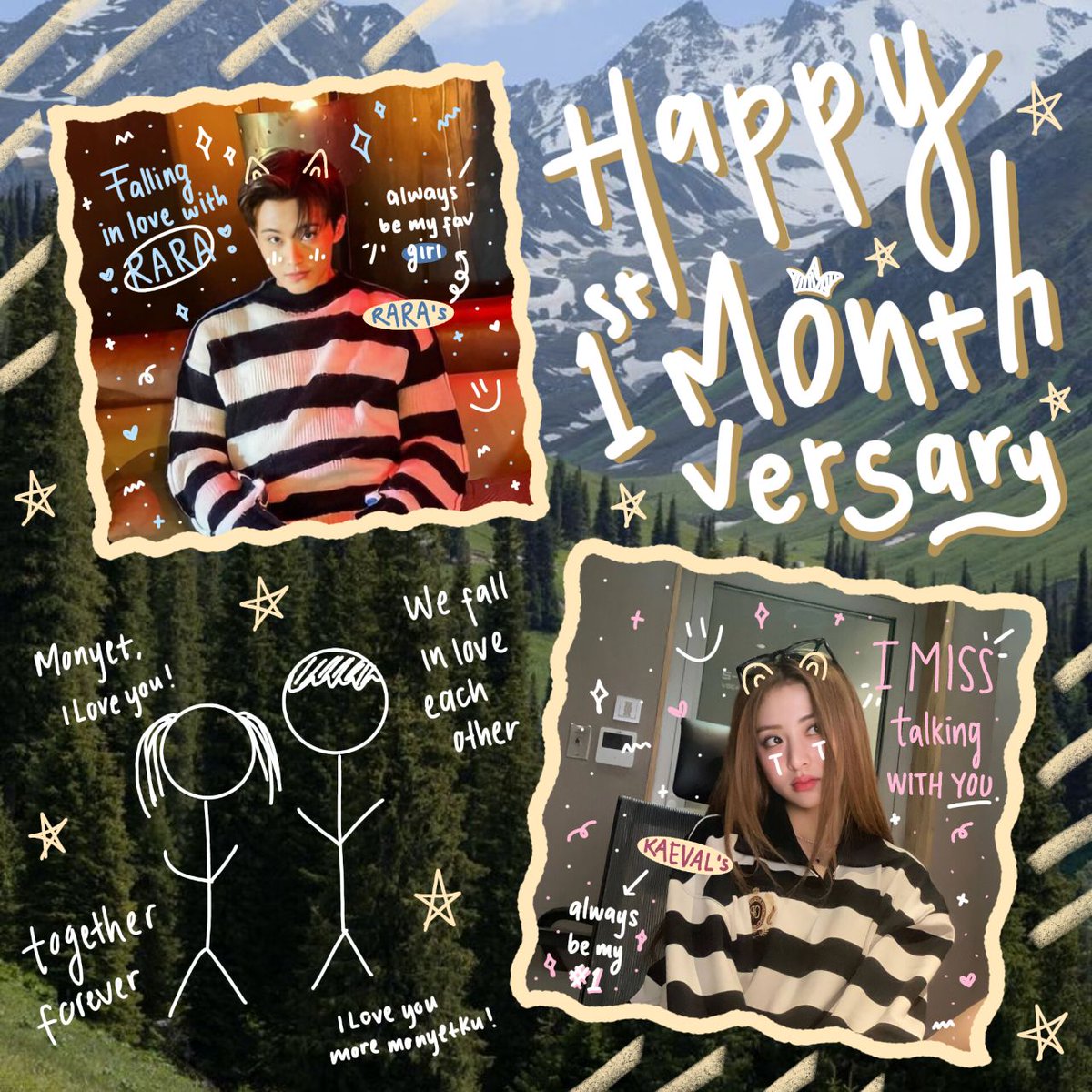 countrrie's tweet photo. happy 1st monthversary buat pasangan ter-kaga-jelas sejagad raya!! ๐ฅบ I'm happy for you two, hope you have a long-lasting relationship and be filled with happiness ๐๐ท #salamjamet https://t.co/BcbyfFxGp5