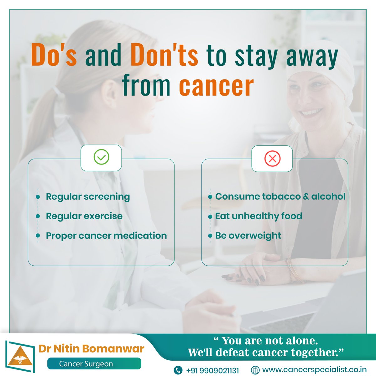 DrNitinBomanwar's tweet image. Do's &amp;amp; don'ts to stay away from cancer
#bestcancerspecialistinnagpur #cancerspecialistinnagpur #cancerexpert 
#cancersymptoms #cancerinindia #cancerawareness #typesofcancer #causesofcancer #spreadcancerawareness #CancerSpecialist #breastcancer #prostatecancersupport