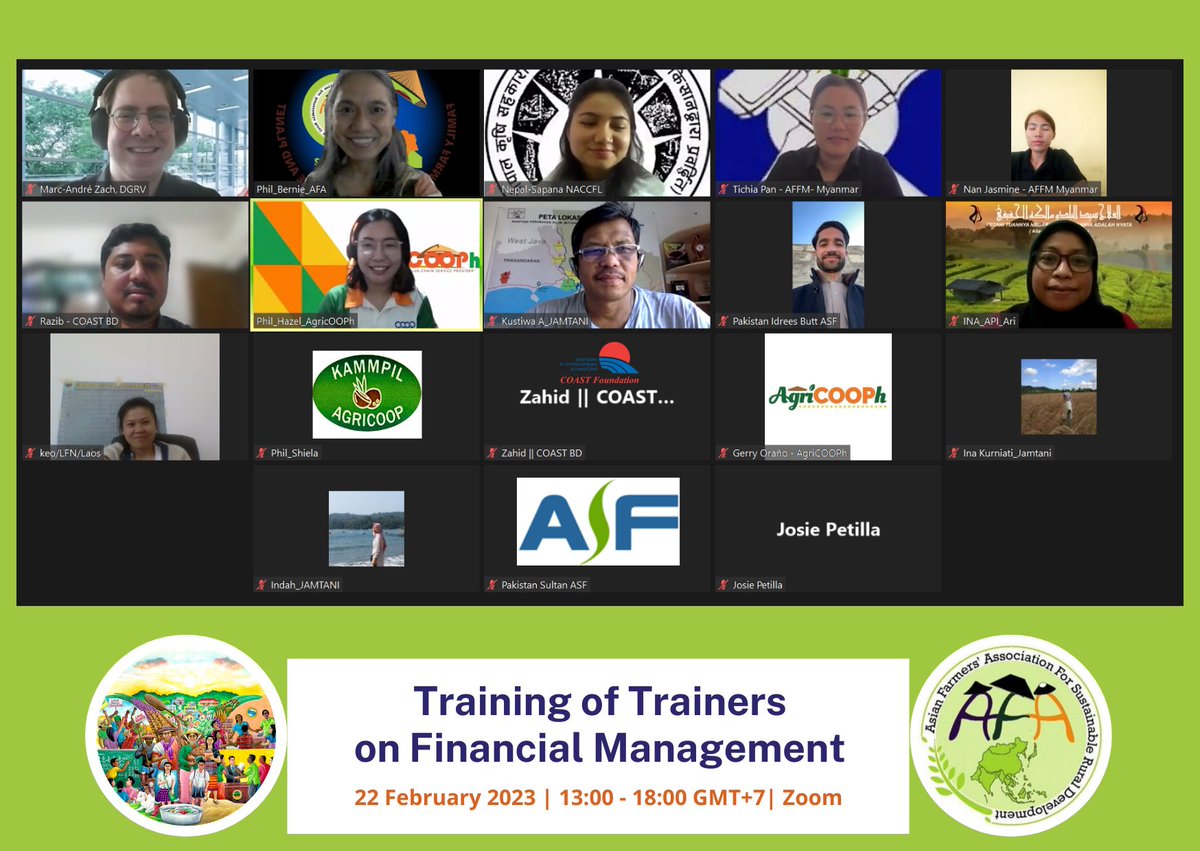 AsianFarmers's tweet photo. The 3-day "Training of Trainers on Financial Management" started on 22 February 2023. For this session, participants were trained on Basic Concepts of Financial Management.
This activity is supported by the #DGRV and is implemented by AFA. https://t.co/UGJm8Ilkcw