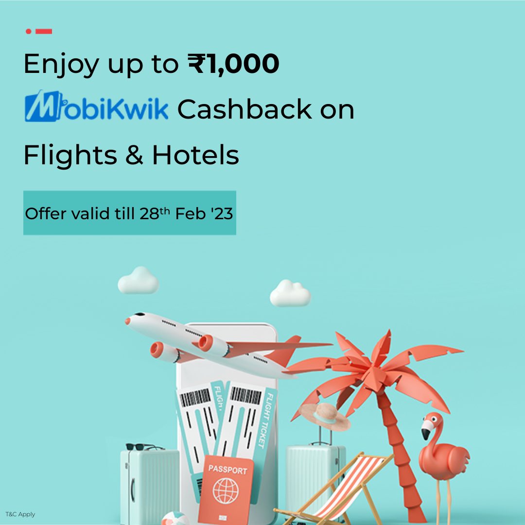 InterMiles's tweet photo. New day, new excuse for a vacation! Book your flights and hotels via InterMiles and get up to INR 1000 MobiKwik cashback.
#intermiles #flywithus #booknow #mobikwik #discount #cashback #hotel #flight https://t.co/UETIqQf1yl