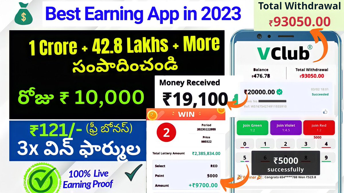 moneyverge_'s tweet image. ✴️ Best Earning App 2023

👉 Free Signup Bonus - ₹121
👉 Min-Recharge - ₹200
👉 Min-Withdrawal - ₹200
✅ VClub App Link  : bit.ly/3WyAOl5
✅ VCLub Video : youtu.be/jTLM9coTSp4

#DailyCash #money #earningapps #moneyearnings
