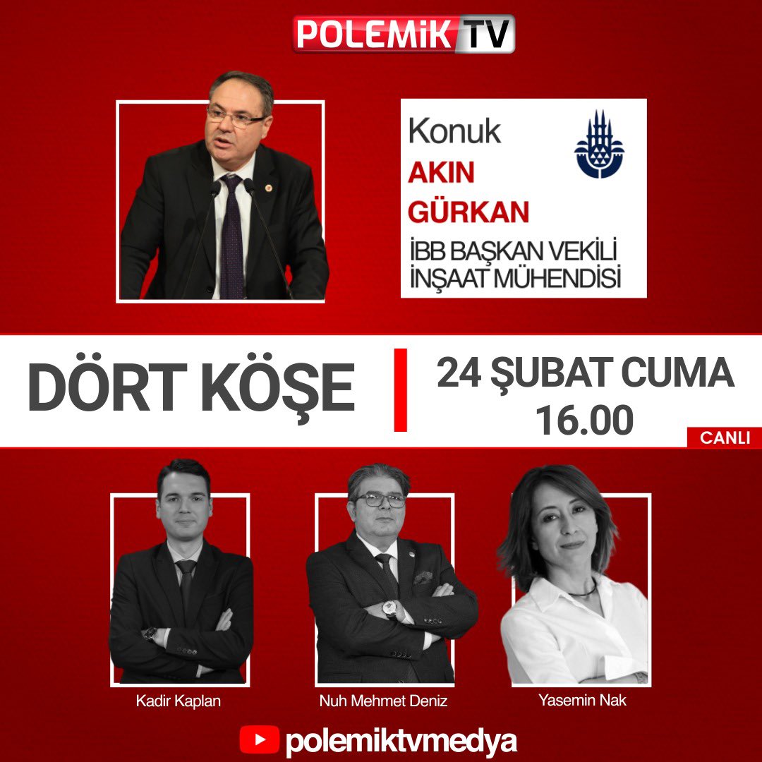 🗓️ 24 Şubat Cuma (Bugün)

⏰ 16:00

💻 Polemik TV YouTube Kanalı 

<a href="/TvPolemik/">Polemik TV</a> “ Dört Köşe” programına konuk olacağım.