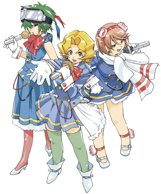 げんしけん過去絵 2巻 本体表紙(カバー下)トレカ風イラストの原画を一度に。といいつつ左上の1枚(水着3人娘)が見あたらず、なぜかあった下着3人娘の絵を代わりに。単行本ではネタページの書き下ろしが恒例になっていきます。今見ると尋常じゃない力の入れよう…… 