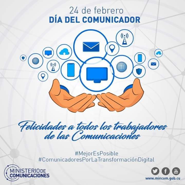 🎉Muchas felicidades a todos los trabajadores de las Comunicaciones del #MunicipioPilón📞📬🖥️📻. #MejorEsPosible #JuntarYVencer  #ProvinciaGranma <a href="/DiazCanelB/">Miguel Díaz-Canel Bermúdez</a> <a href="/DrRobertoMOjeda/">Dr. Roberto Morales Ojeda</a> <a href="/CapoNapoles/">Yanaisi Capó Nápoles</a> <a href="/ETECSA_Cuba/">ETECSA</a> @Cubacel_ETECSA