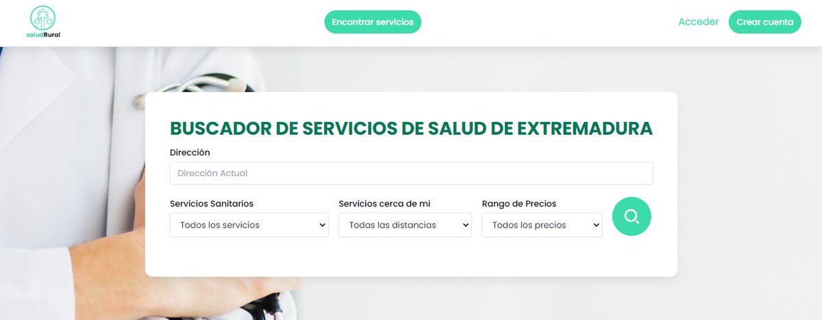 El proyecto <a href="/drural_eu/">DRural_EU</a> en Extremadura 📍cuenta con el buscador de servicios sanitarios privados desarrollo.saludrural.eu, todavía en fase de desarrollo. Esta herramienta tienen el objetivo de acercar la atención sanitaria 🩺 al entorno rural 🏡