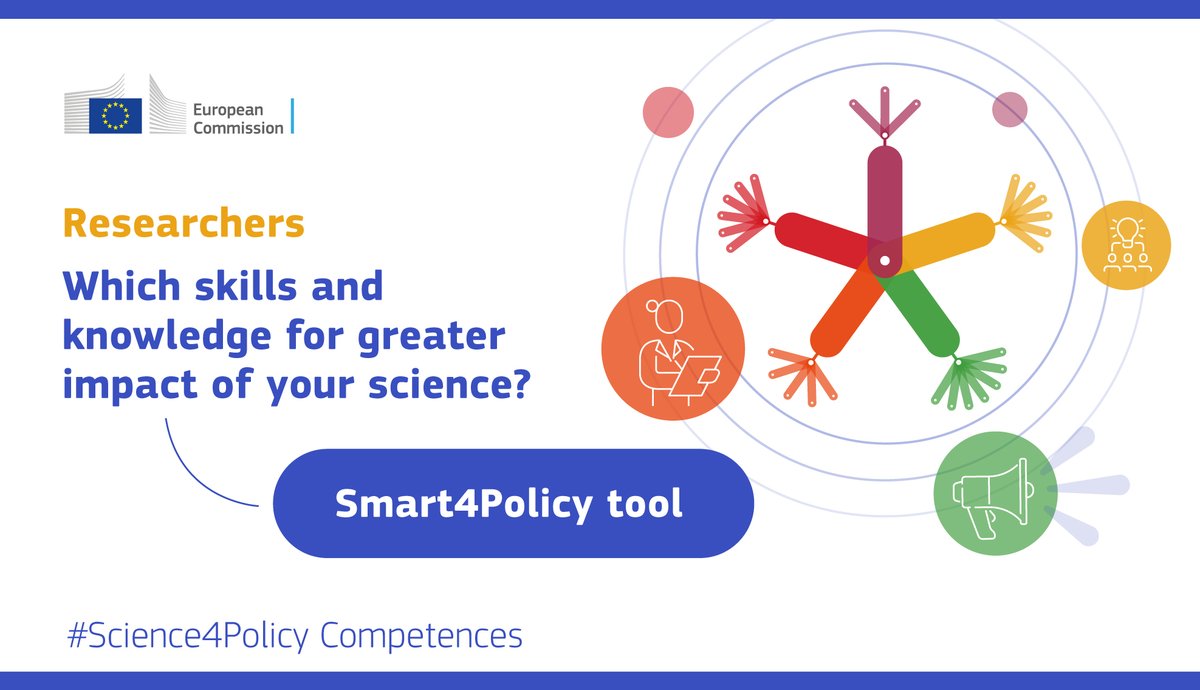 EU_JRC's tweet photo. Are you a #RESEARCHER❓ 

Want to achieve greater policy impact❓ 

Our new self-reflection tool - Smart4Policy - helps you to 
🔹 Discover important and new competences  
🔹Identify competence gaps 
🔹 Learn how to progress 
🔹 Get inspired 
⬇️ 
https://t.co/rebFTMfmf7 https://t.co/Y6Cm2kidlF
