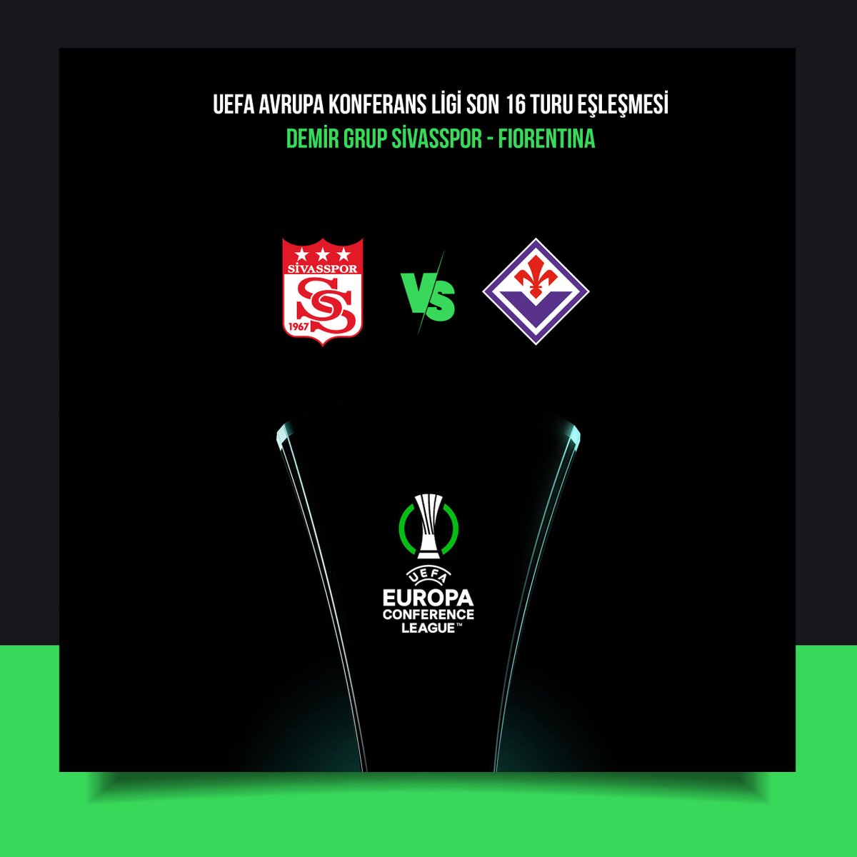 Sivasspor's tweet photo. UEFA Avrupa Konferans Ligi G grubunu lider tamamlayarak kupada son 16 turuna yükselen Demir Grup Sivasspor’umuz, bu turda @acffiorentina ile eşleşti.

Detaylar 👉 https://t.co/Sr1CNfaTZA

#UECL https://t.co/wDNhDYmaH9