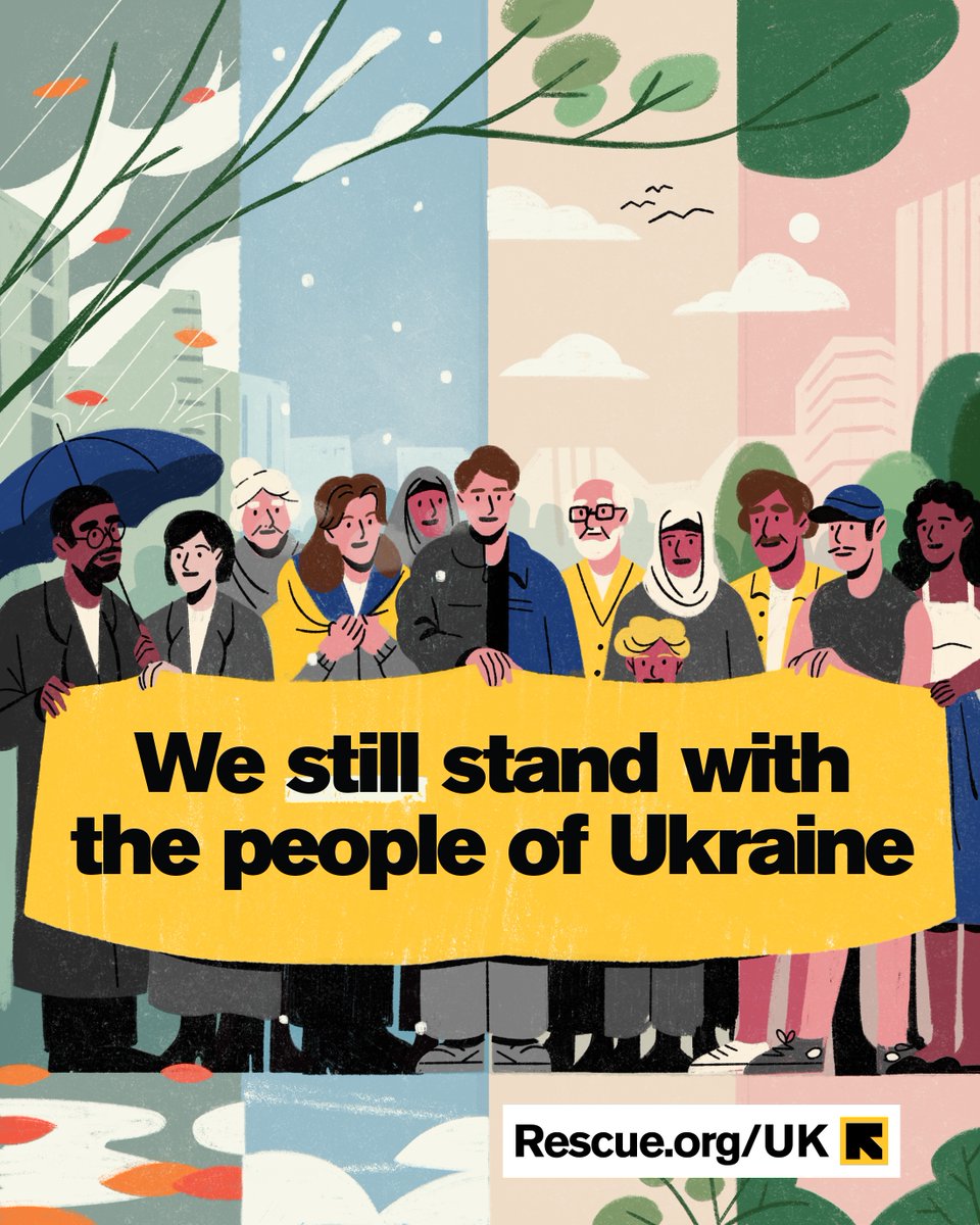 RESCUE_UK's tweet photo. Today marks exactly one year since the escalation of the war in #Ukraine.

A reminder: We still stand with all those who have been impacted by this crisis—in Ukraine and beyond.

RT to join us in showing support. https://t.co/HBE5pgDTed