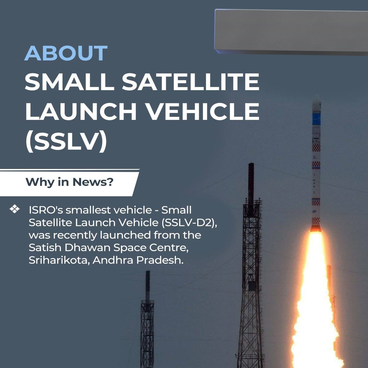 Upsc123_'s tweet photo. ISRO's smallest vehicle - Small Satellite Launch Vehicle (SSLV-D2), was recently launched from the Satish Dhawan Space Centre, Sriharikota, Andhra Pradesh.
#BreakingNews #currentaffairs 
#Jupiter #IAS #IPS 
#UPSC2023 https://t.co/8iHSYcXdja