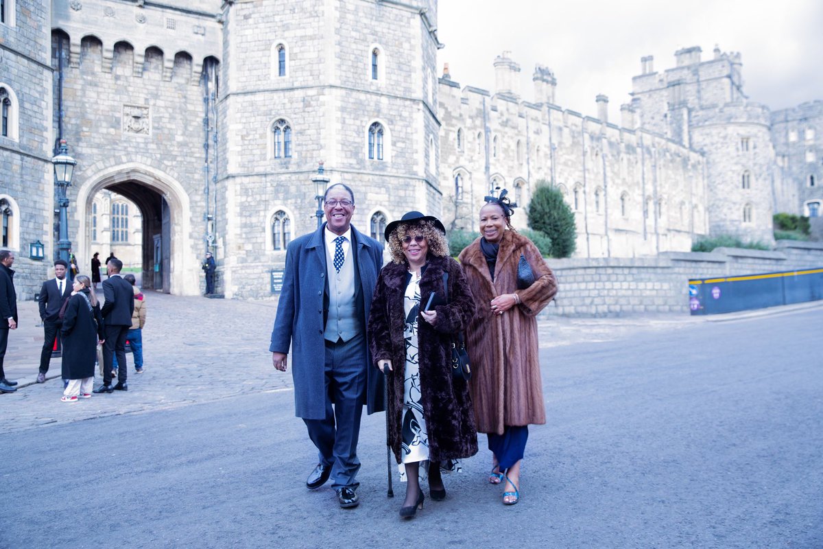 BHFNews's tweet photo. Black Heroes Foundation Trustees at Windsor Castle for Investiture by King Charles III, 31 Jan 2023 - Joyce Fraser OBE
⁦@jfraseronline⁩ ⁦@BlackHeroesInfo⁩

Rev Michael King, Joyce Fraser OBE, Claire Jackson 
Photography by ⁦@deeleelive⁩ https://t.co/lXLCy6coJR