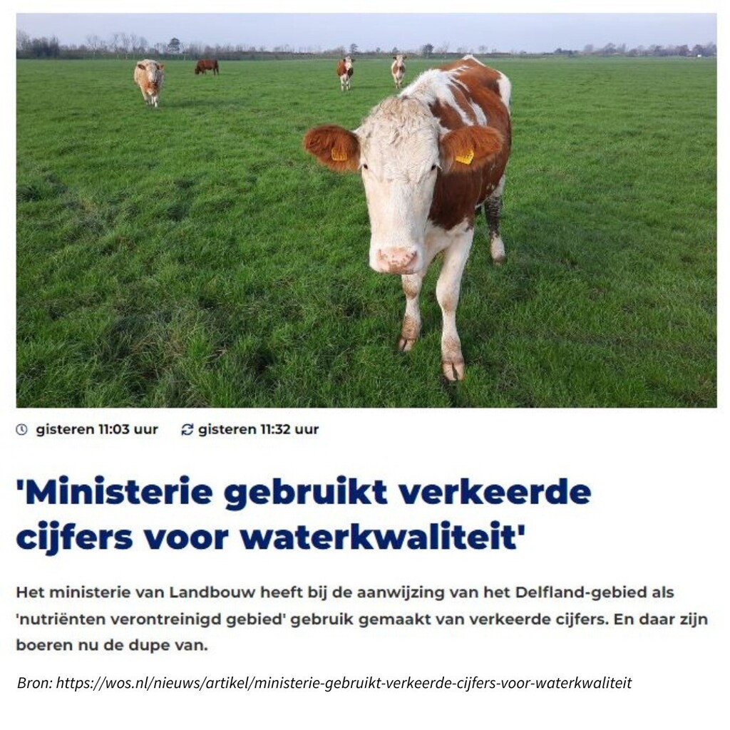 "Het <a href="/ministerielnv/">MinisterieLNV</a> baseert haar waterkwaliteitbeleid niet op de juiste feiten en cijfers", aldus een artikel in <a href="/wosmedia/">WOS</a>. Maar op basis van die cijfers moeten boeren wel hun bedrijfsvoering aanpassen, met directe impact op hun verdienvermogen. Ze moete… instagr.am/p/CpCztTZN8Sd/