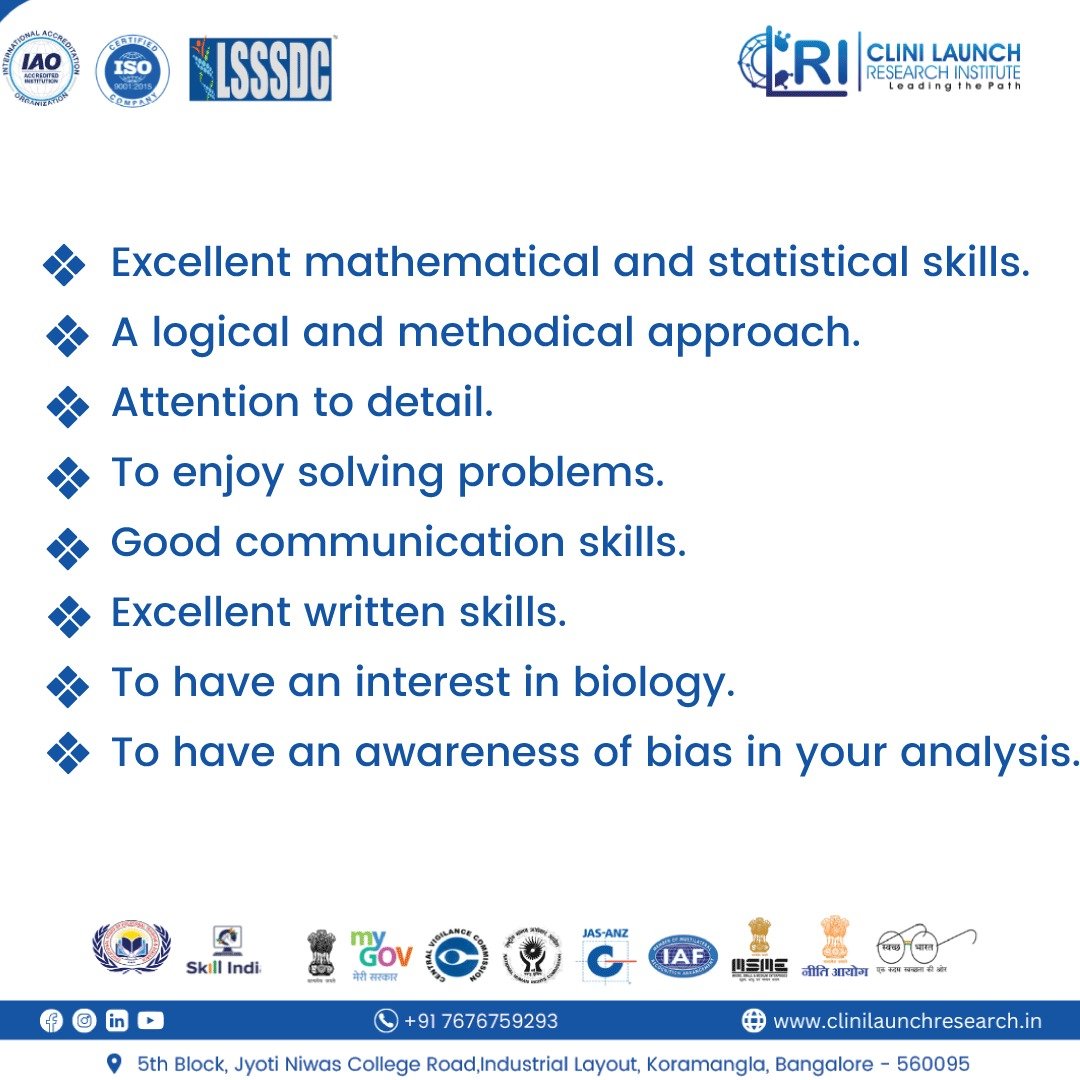 clinilaunch's tweet image. For public health experts with an attention to detail, biostatistics is an exciting field to work in. They can use their mathematical expertise and knowledge to resolve challenging biological problems with the aid of biostatistics. 

#Institute #institute #clri #clinicalsas