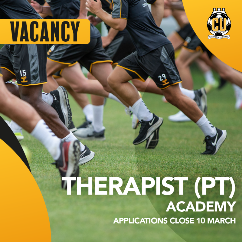 CambridgeUtdFC's tweet photo. Cambridge United Academy are recruiting an U15/U16 Phase Lead Coach.

Three new jobs have been posted this week - scroll below for more. 👇
