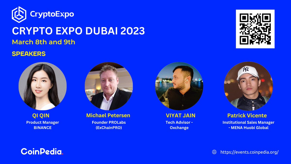 Set a reminder ⏰for our upcoming space with @iPatrickVicente, <a href="/ViyatJain/">Viyat Jain</a> product manager <a href="/binance/">Binance</a>, and Patrick Vicente will be discussing updates on crypto to explore the various cryptocurrency exchanges and the digital currency blow-up. 

Visit:
 events.coinpedia.org/crypto-expo-du…