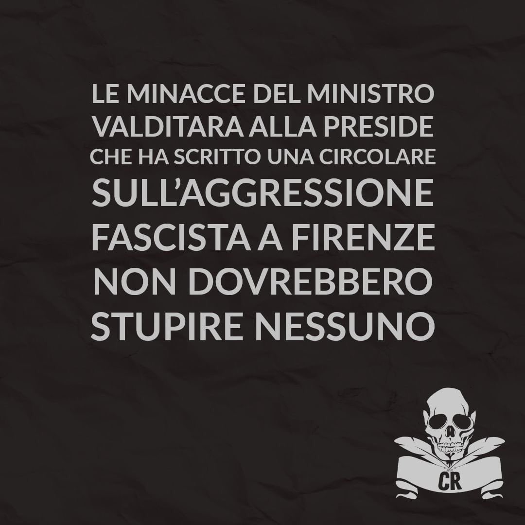 GobeBlind's tweet photo. Posted @withregram • @cronacheribelli /1 Il nostro commento sulle parole del ministro Valditara.

#valditara #ministrovalditara #cannibaliere #cronacheribelli #fascismo #antifascismo #firenze #firenzeantifascista #firenzeantifa https://t.co/UABqSePUOS