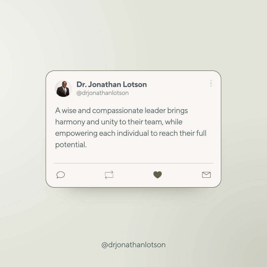 JonathanLotson's tweet photo. By creating a culture of respect, collaboration, and inclusivity, a great leader can help their team achieve greatness and make a lasting impact in the world. https://t.co/j3XOJ1FRgS