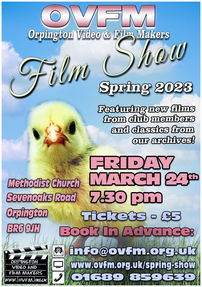 It's back! OVFM's Spring Film Show is coming March 24th! Details and ticket info - ovfm.org.uk/spring-show/ Please share to help spread the word! #Orpington #Bromley #PettsWood #Filmshow #Spring