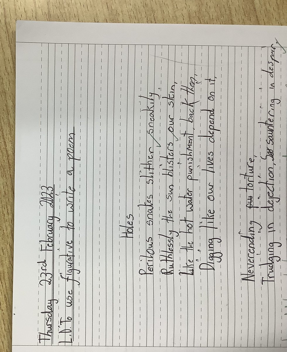 knockhally6's tweet photo. Take a look at some of the poems that year six have been writing this week. 
Our topic this term is Crime and Punishment. 
We have been studying the book ‘Holes’. https://t.co/k4bV7QQrRR