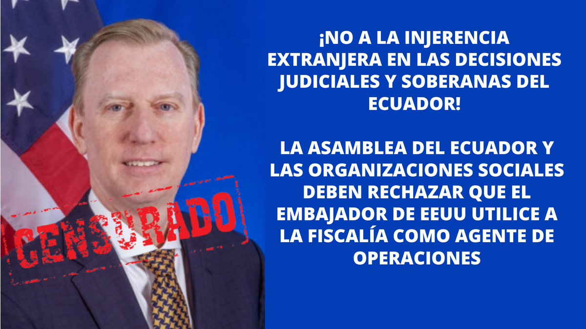 DelTrinchera's tweet photo. #ALERTAEC🚨
SOBERANÍA EN RIESGO 🇪🇨
¿Qué tiene que hacer el embajador de EEUU en la fiscalía general que se pasea como si fueran sus oficinas?
¿Por qué se permite la injerencia de EEUU en la soberanía del ECUADOR a través de una fiscal que no obedece al país sino a intereses EEUU? https://t.co/V08ULjGK1d
