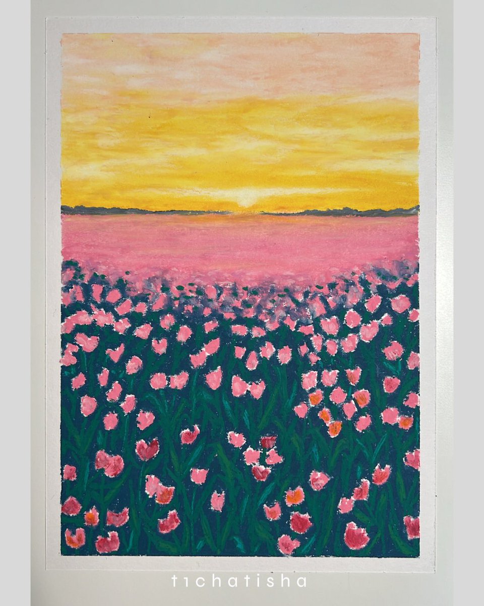 ดอกไม้ที่ชอบที่สุดในทุ่งกว้าง ｡•◡•｡*: ꒰ milky_why 💐 ꒱ #ทิชาสิวาด #oilpastel #สีชอล์ค #สีชอล์ก #mungyo